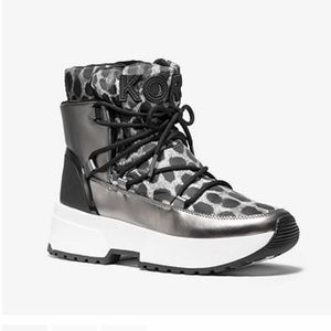 MICHAEL KORS Cassia Leather Cheeta-Print Bootie